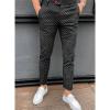 JEsilunmaMY Men's Printed Slacks Mid Waist Slim Fit Skinny Stretch Dress Pants Casual Tapered Pencil Trousers with Pockets (Black,3X-Large) view 2