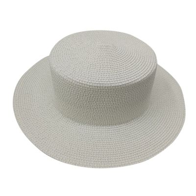 Casual Womens Straw Panama Hat Summer Beach Solid Colours Sun Hat Sunscreen Sun Visor Cap (White, One Size)