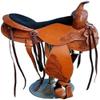 Handcarved Genuine Leather Western Barrel Racing Horse Saddle with Suede Fiber Glass Seat and Fiber Glass Tree, Brown 16 Inch view 1