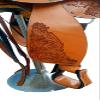 Handcarved Genuine Leather Western Barrel Racing Horse Saddle with Suede Fiber Glass Seat and Fiber Glass Tree, Brown 16 Inch view 2