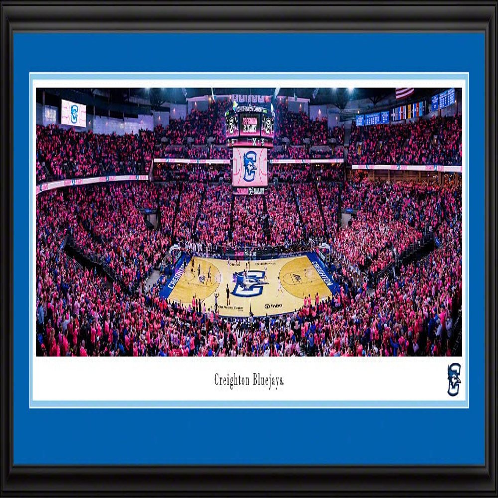 Creighton Bluejays Basketball - 44x18-inch Double Mat, Deluxe Framed Picture by Blakeway Panoramas