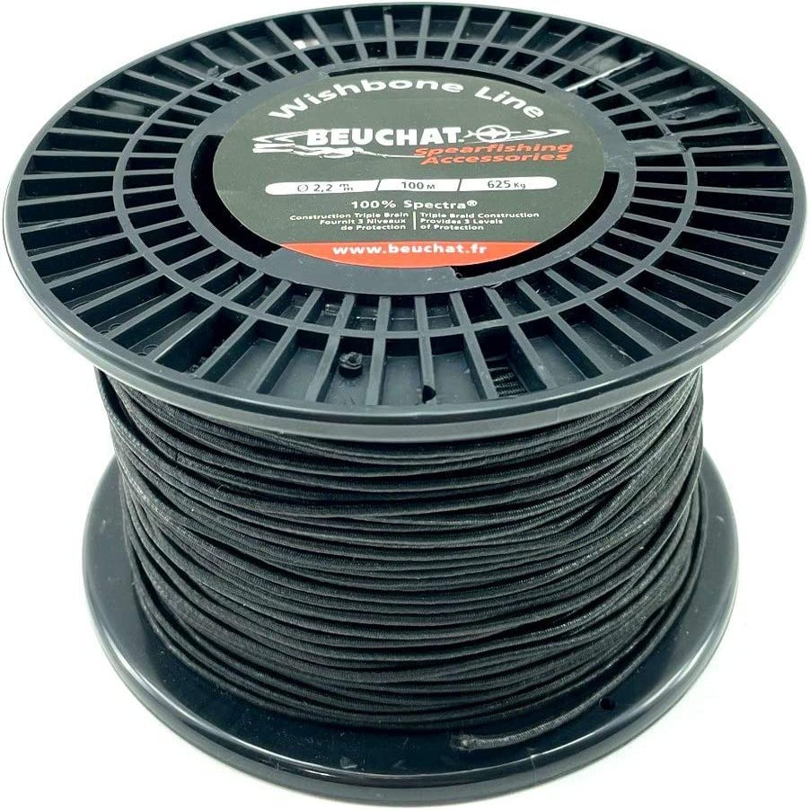SPEARFISHING WORLD 2.2 mm Triple Jacket Spectra Line for Speargun Band Wishbone or Shooting Line - Super High Abrasion Resistant - 1540# (700 kg) Strength (Black, 20 Ft)