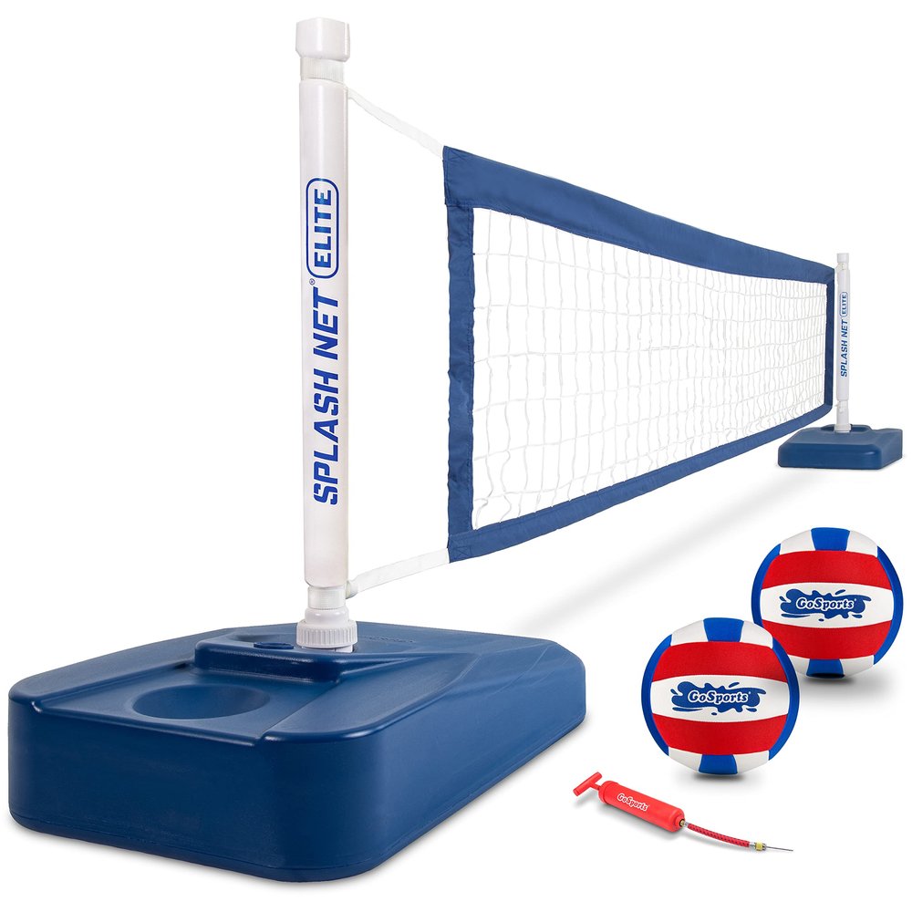 GoSports Splash Net Elite Pool Volleyball Game with Water Weighted Bases - Adjustable Net for Inground Pools
