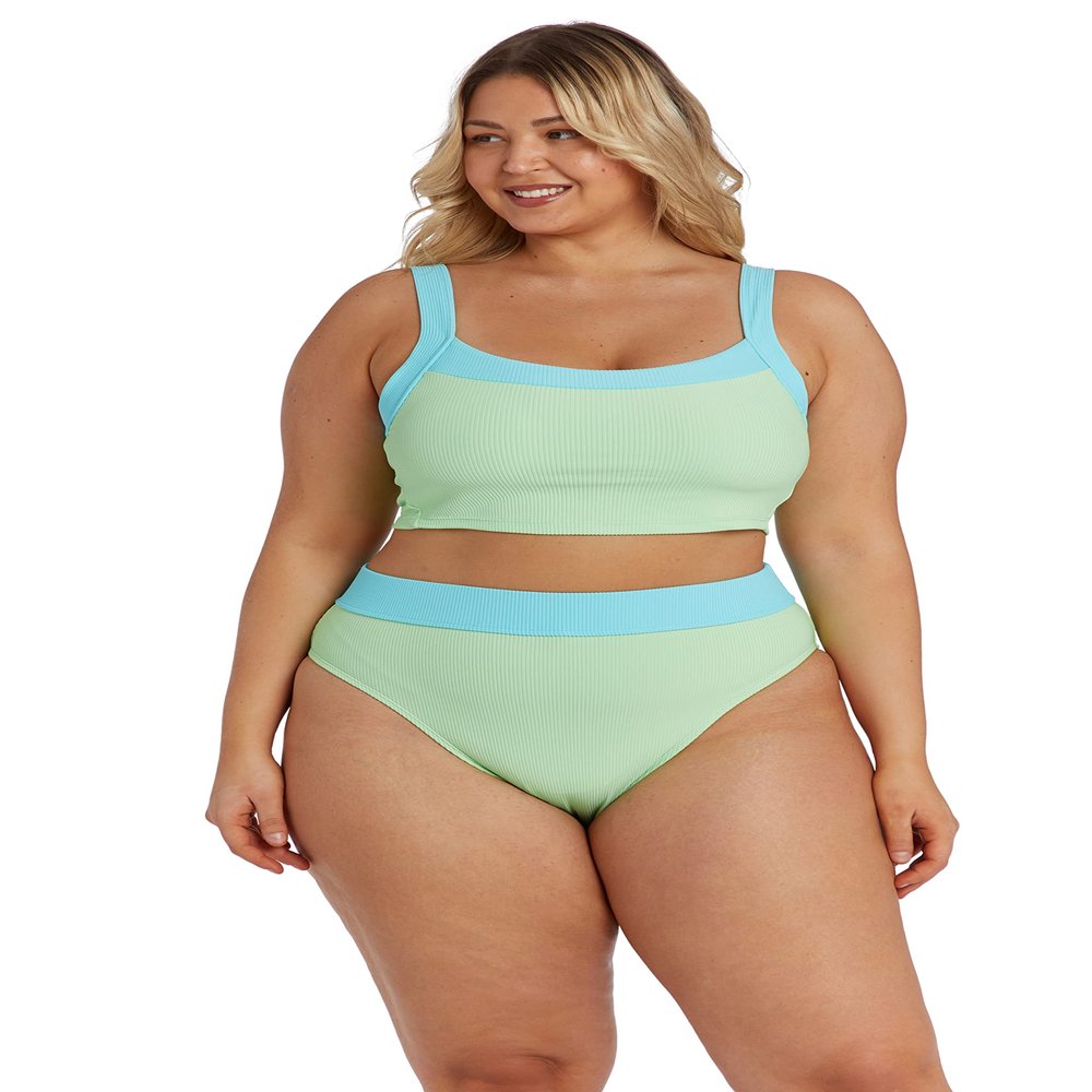 Cyn & Luca Women's Scoop Neck Swim Top, Pistachio/Aqua