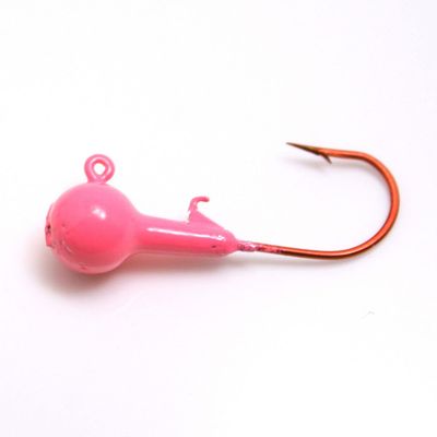 11 pk 3/32 oz Painted Round Head Crappie Walleye Fishing Jigs Red Aberdeen Hooks Pink