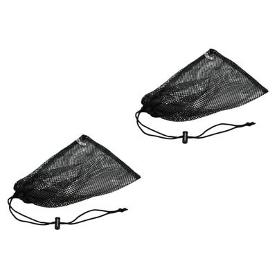 CIYODO Elastic Sports Ball Bag Mesh Drawstring Bag for Toys Sundries Large Mouth Polyester Black
