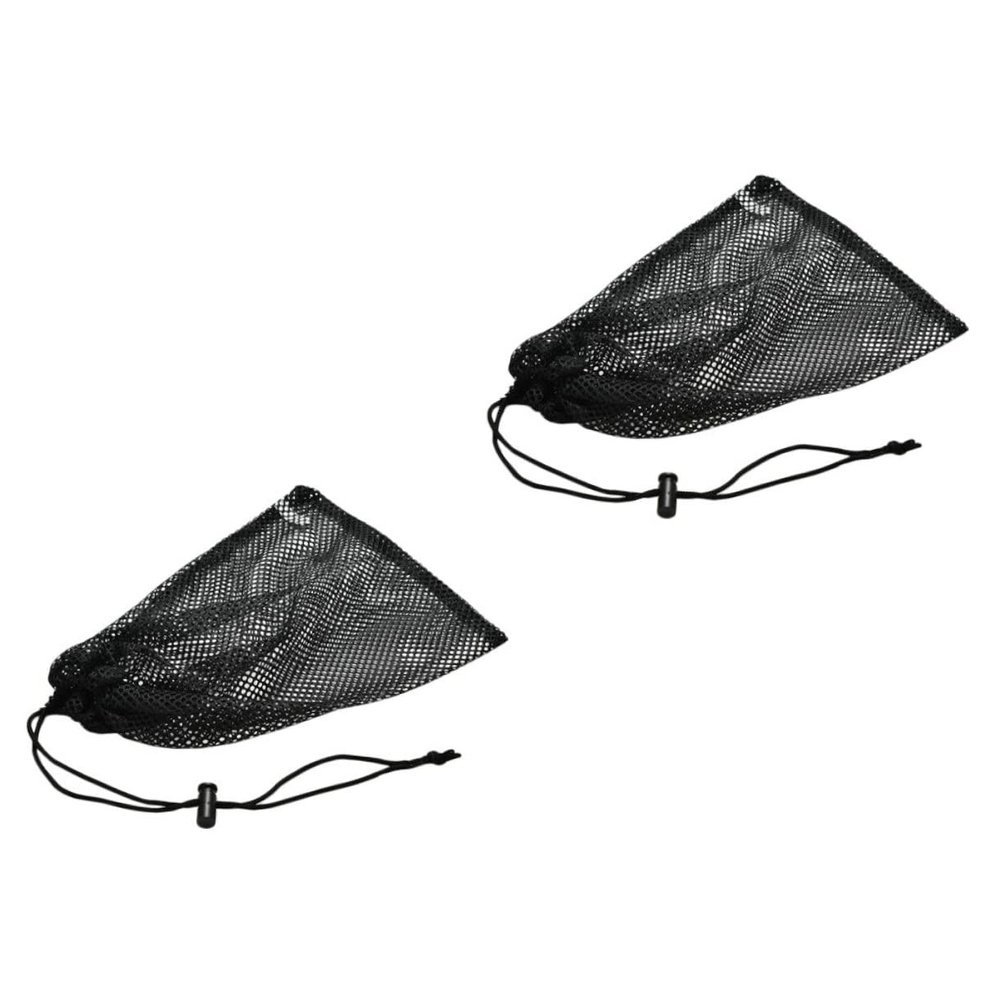 CIYODO Elastic Sports Ball Bag Mesh Drawstring Bag for Toys Sundries Large Mouth Polyester Black