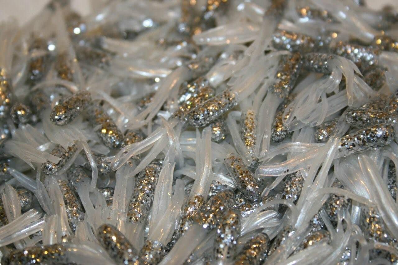100 pk 1.5" Scale Silver/Pearl White Crappie Fishing Tube Jig Skirts Bluegill