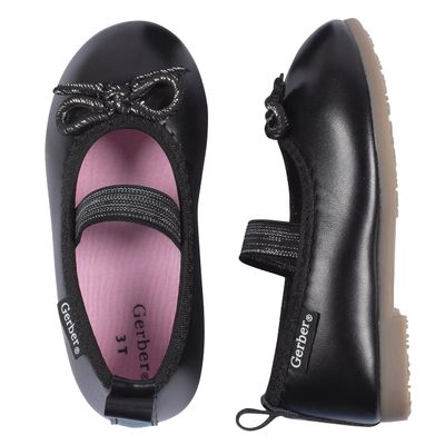 Gerber Toddler Girls Ballet Flat, Black, 7