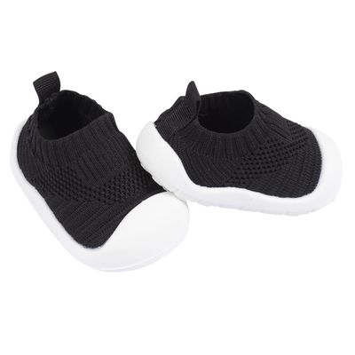 Gerber Baby Toddler Boy and Girl Stretchy Knit Slip-On Sneaker, Black, 8