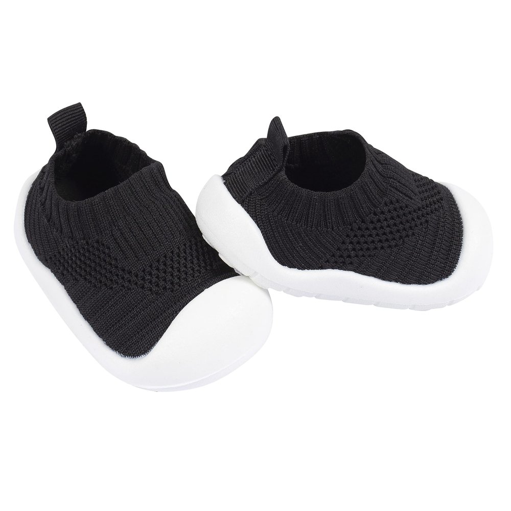Gerber Baby Toddler Boy and Girl Stretchy Knit Slip-On Sneaker, Black, 8