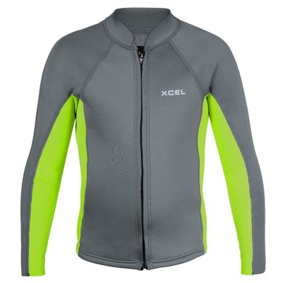 XCEL Youth Axis 2/1mm Front Zip Wetsuit Jacket - Light Carbon/Flume | 12