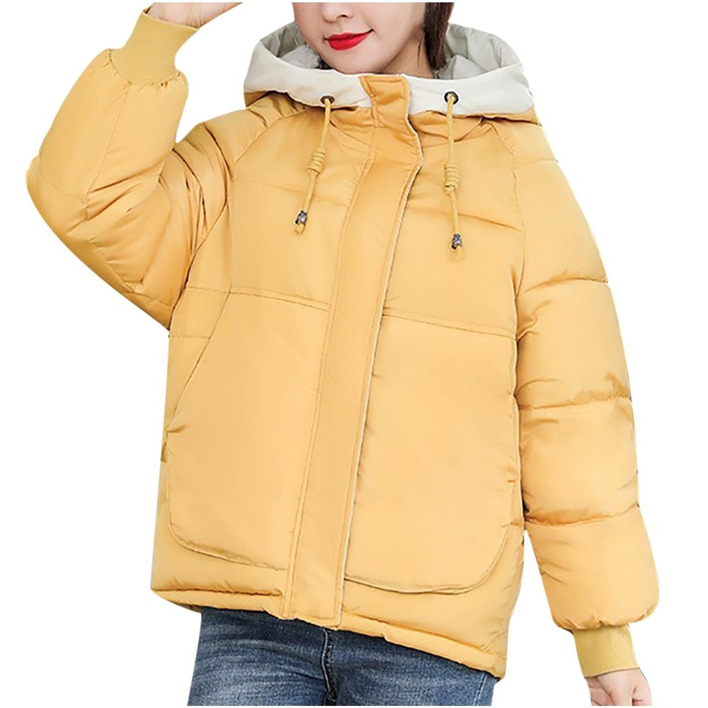 tuduoms Women's Thickened Down Jacket Relaxed Fit Hooded Puffer Jacket Warm Quilted Winter Coat Trendy Clothes for Teen Girls