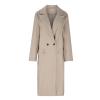 tuduoms Women's Double Breasted Duster Trench Coat Slim Mid-length Maxi Long Overcoat Elegant Solid Color Wool Blend Pea Coat view 2