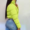 tuduoms Fashion Crop Puffer Jacket for Women Oversized Sherpa Collar Lightweight Quilted Down Coat Winter Warm Ski Jacket view 3