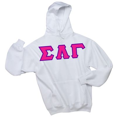 Greek Underdog Sigma Lambda Gamma Twill Letter Hoodie White - Small