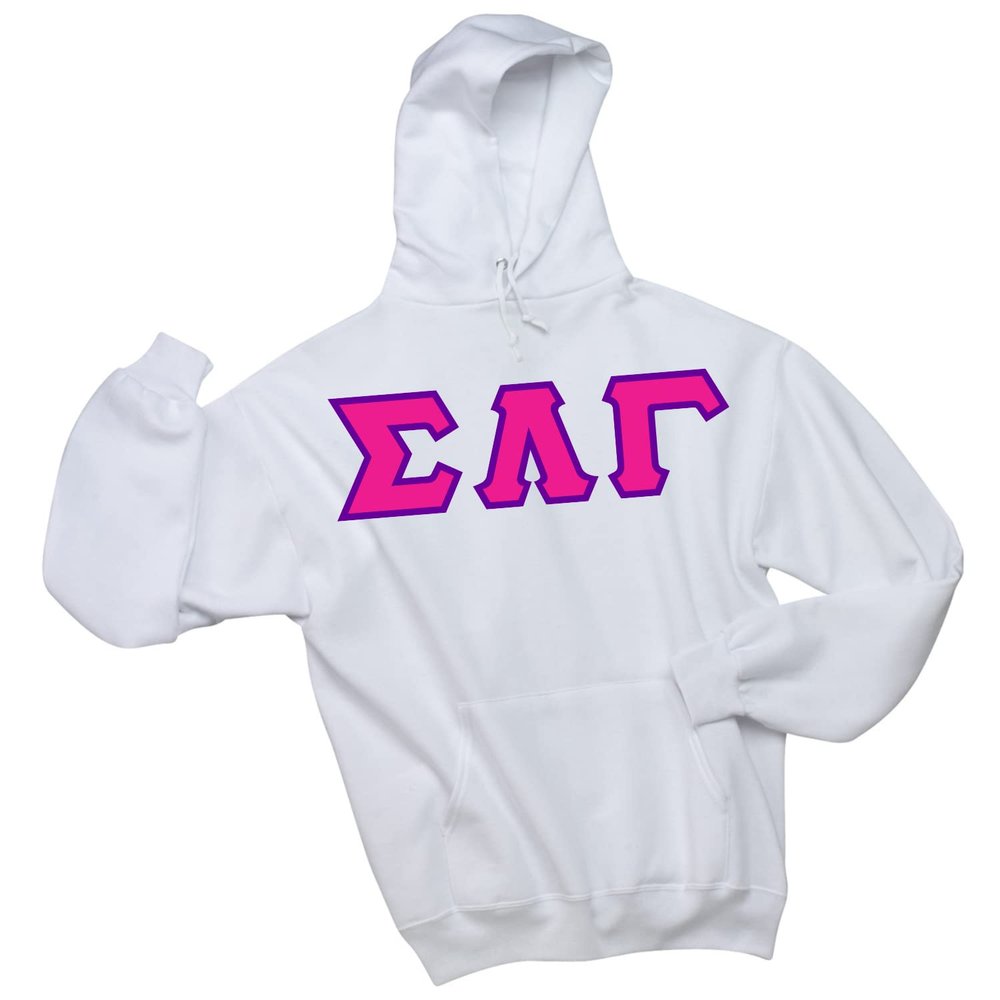 Greek Underdog Sigma Lambda Gamma Twill Letter Hoodie White - Small