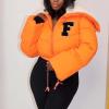 tuduoms Fashion Crop Puffer Jacket for Women Oversized Sherpa Collar Lightweight Quilted Down Coat Winter Warm Ski Jacket view 2