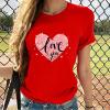Women Love Heart Graphic Tees Shirt Short Sleeve Tops Tshirts Regular Fit Tunic Blouse Cute Funny Gift Clothes 2023 view 2