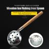 Ice Fishing Skimmer Scoop, Winter Ice Fishing Scooper with Wooden Handle Ice Slush Scoop Ice Fishing Gear for Scooping out Ice While Fishing view 4