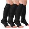 CTHH 3 Pack Open Toe Compression Socks for Women & Men, Toeless Knee High Stockings for Circulation Support, Black 4X-Large view 1