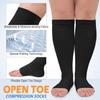 CTHH 3 Pack Open Toe Compression Socks for Women & Men, Toeless Knee High Stockings for Circulation Support, Black 4X-Large view 3