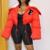 tuduoms Fashion Crop Puffer Jacket for Women Oversized Sherpa Collar Lightweight Quilted Down Coat Winter Warm Ski Jacket view 2