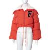 tuduoms Fashion Crop Puffer Jacket for Women Oversized Sherpa Collar Lightweight Quilted Down Coat Winter Warm Ski Jacket view 4