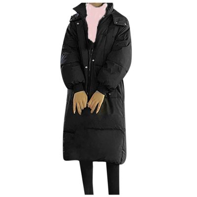 tuduoms Womens Winter Hooded Maxi Long Down Coat Warm Belted Quilted Puffer Jacket Fashion Slim Long Puffy Parka Snow Jacket