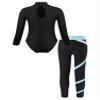 TiaoBug Kids Girls Long Sleeves Gymnastics Ballet Dance Leotard and Leggings Athletic Dancewear Activewear Set Light Blue 9-10 Years view 2