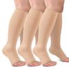 CTHH 3 Pack Toeless Compression Socks for Women & Men, Open Toe Knee High Stockings for Circulation Support Flying 20-30, Nude Large-X-Large view 1