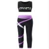 TiaoBug Kid Girls Athletic Crop Tops and Gymnastics Leggings 2 Piece Dance Clothes Set Sports Gym Workout Outfits Black&Lavender 8 Years