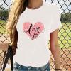 Women Love Heart Graphic Tees Shirt Short Sleeve Tops Tshirts Regular Fit Tunic Blouse Cute Funny Gift Clothes 2023 view 2