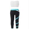 TiaoBug Kid Girls Athletic Crop Tops and Gymnastics Leggings 2 Piece Dance Clothes Set Sports Gym Workout Outfits White&Green 12 Years view 2