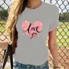 Women Love Heart Graphic Tees Shirt Short Sleeve Tops Tshirts Regular Fit Tunic Blouse Cute Funny Gift Clothes 2023 view 2