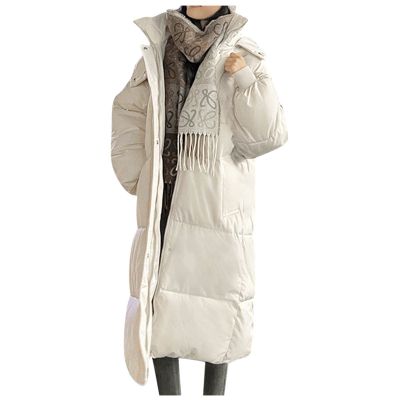 tuduoms Womens Winter Hooded Maxi Long Down Coat Warm Belted Quilted Puffer Jacket Fashion Slim Long Puffy Parka Snow Jacket