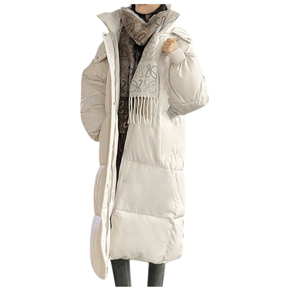 tuduoms Womens Winter Hooded Maxi Long Down Coat Warm Belted Quilted Puffer Jacket Fashion Slim Long Puffy Parka Snow Jacket