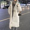tuduoms Womens Winter Hooded Maxi Long Down Coat Warm Belted Quilted Puffer Jacket Fashion Slim Long Puffy Parka Snow Jacket view 2