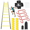 Speed & Agility Ladder Training Equipment Set, Includes 12 Rung 20ft Agility Ladder, 4 Agility Hurdles,12 Disc Cones, 1 Resistance Parachute for Training Football Soccer Basketball Athletes view 1