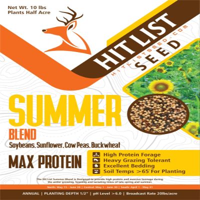 HIT LIST SEED Summer Food Plot Seeds for Deer - Annual Mix - High Protein - Soybeans, Sunflowers, Cow Peas, Buckwheat - 10 lbs