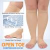 CTHH 3 Pack Open Toe Compression Socks for Women & Men, Toeless Knee High Stockings for Circulation Support, Nude 4X-Large view 3