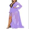 Pink Queen Women's Sexy Bikini Cover Up Beach Swimwear Kimono Cardigan Tie Front Robe Maxi Long Swim Coverup Purple XL view 2