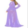 Pink Queen Women's Sexy Bikini Cover Up Beach Swimwear Kimono Cardigan Tie Front Robe Maxi Long Swim Coverup Purple XL view 3