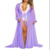 Pink Queen Women's Sexy Bikini Cover Up Beach Swimwear Kimono Cardigan Tie Front Robe Maxi Long Swim Coverup Purple XL view 4
