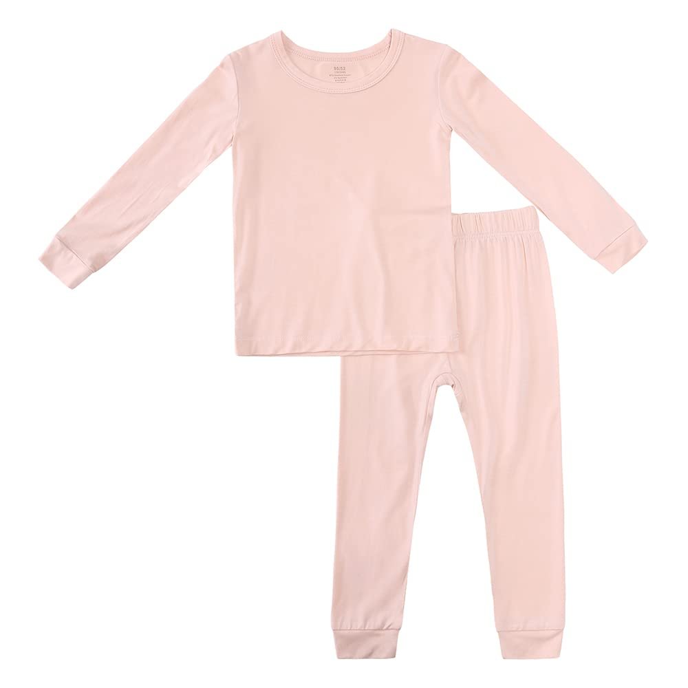 Kids Tales Unisex Bamboo Rayon Pajamas Set Toddler Long Sleeve Snug Fit Sleepwear Child Solid Tops + Pants 2Pcs Sleeper PJS