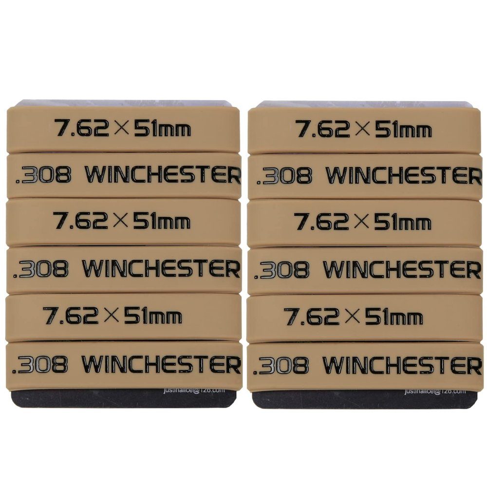 Aolamegs 12 Pack .308 Winchester/7.6251mm Magazine Marking Band (Khaki-Black)