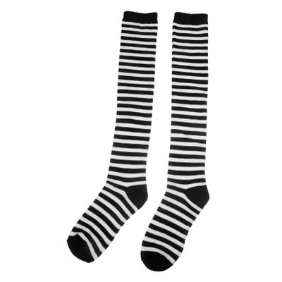 Homoyoyo Pinstriped Thigh High over The Knee Socks Black White Stockings for Costume Parties Cosplay Festivals Stage Shows Material Knee from Cold