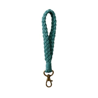 COLORFUL BLING Boho Macrame Wristlet Keychain Handmade Tassel Keychain Bracelet Keyring Holder Wrist Lanyard for Handbag Purse Backpack-Dark Green