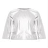 Kaerm Kids Boys Girls Shiny Metallic Long Sleeve Crew Neck Shirt Top Street Jazz Hip Hop Dance T-Shirt Tees Dancewear Silver 11-12 Years view 1
