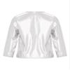 Kaerm Kids Boys Girls Shiny Metallic Long Sleeve Crew Neck Shirt Top Street Jazz Hip Hop Dance T-Shirt Tees Dancewear Silver 11-12 Years view 2